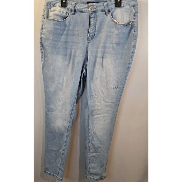 One 5 One Jeans Plus Sz 16W Distressed Blue Light Wash Ankle Skinny 34x28" Women - Picture 1 of 8